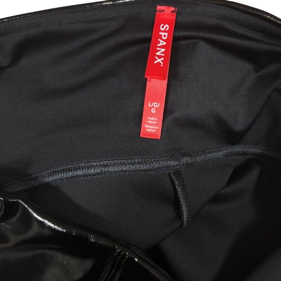 Spanx Patent Leather Leggings High-Waisted Shaping Fit Womens Size Large Black - Picture 7 of 8
